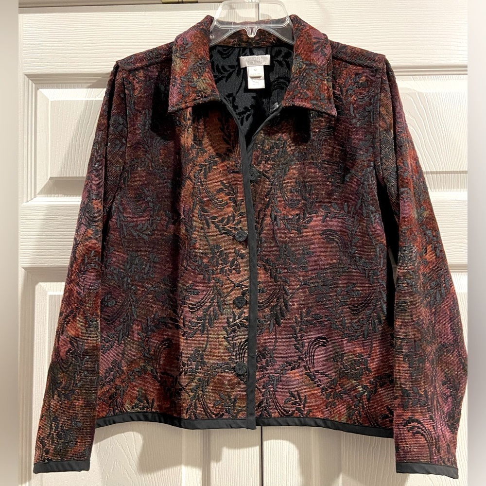 Christopher Banks Jacket Womens Size M Velveteen Trucker Button Front Crop